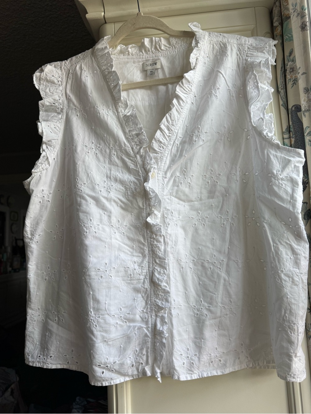 J.Crew Romantic Broderie Anglaise Ruffle Top | XL | 100% Cotton | Cottagecore - Picture 8 of 13